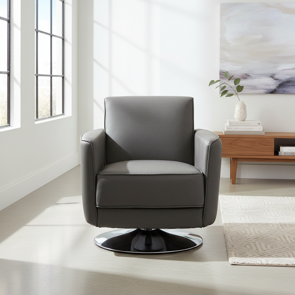 Wester Grey Leather Effect Chair