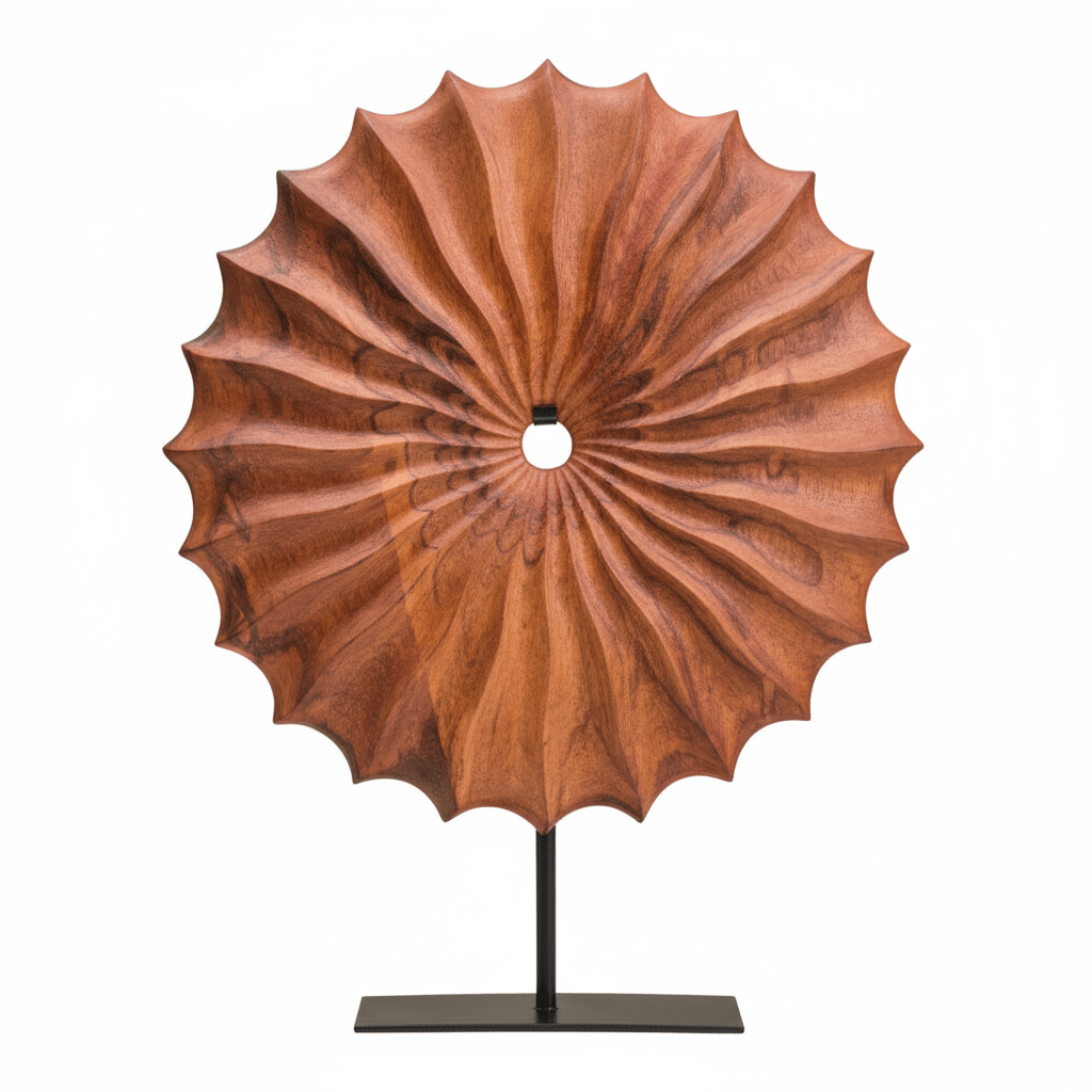 Westo Brown Wood Round Sculpture With Black Base
