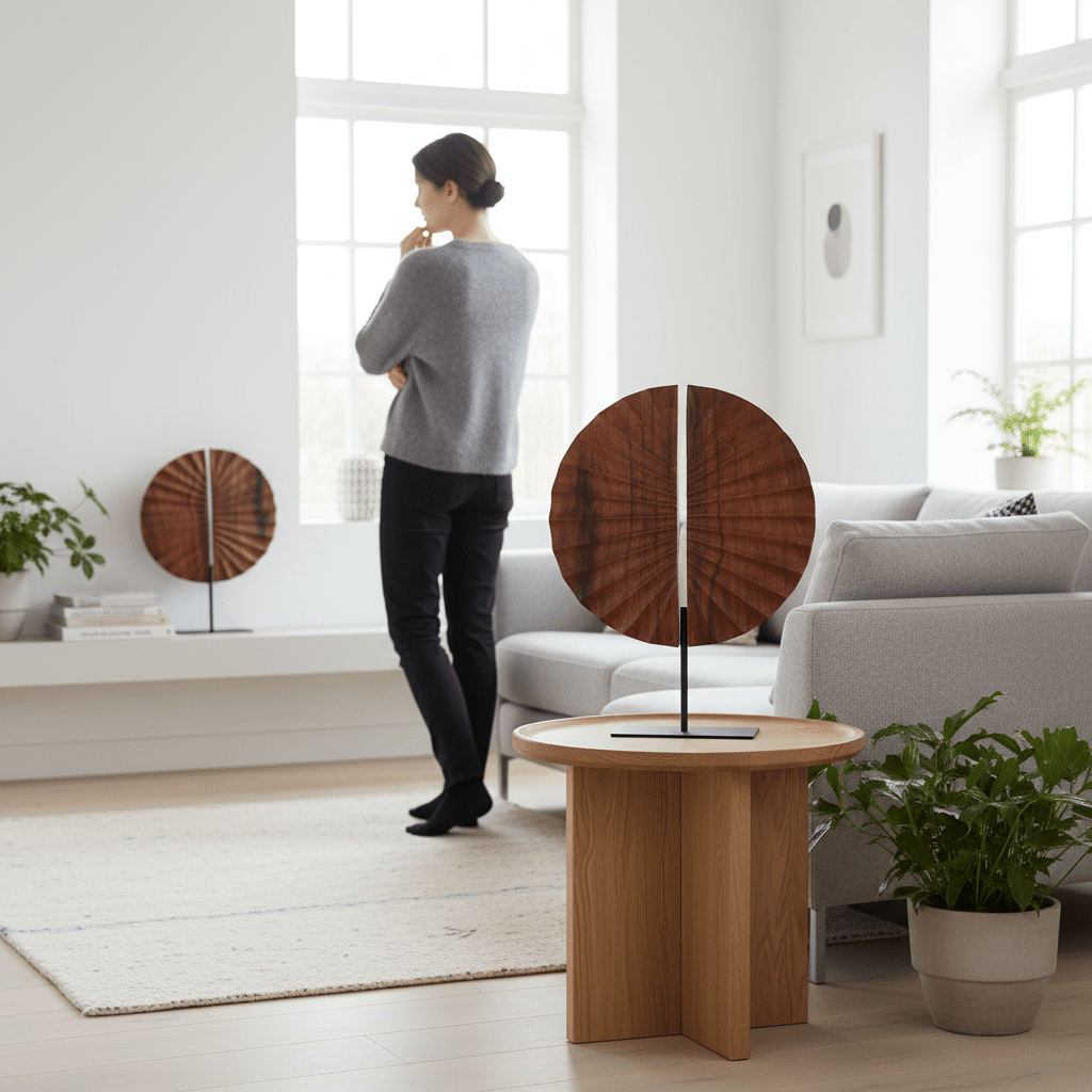 Westo Brown Wood Sculpture With Black Metal Base