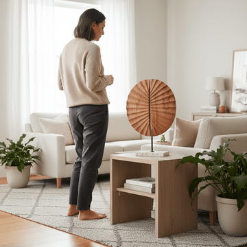 Westo Natural Wood Sculpture With Travertine Base