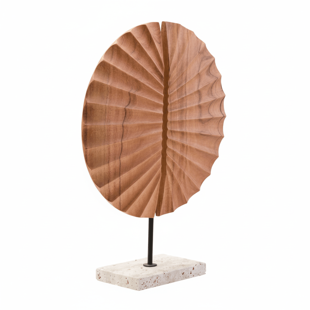 Westo Natural Wood Sculpture With Travertine Base