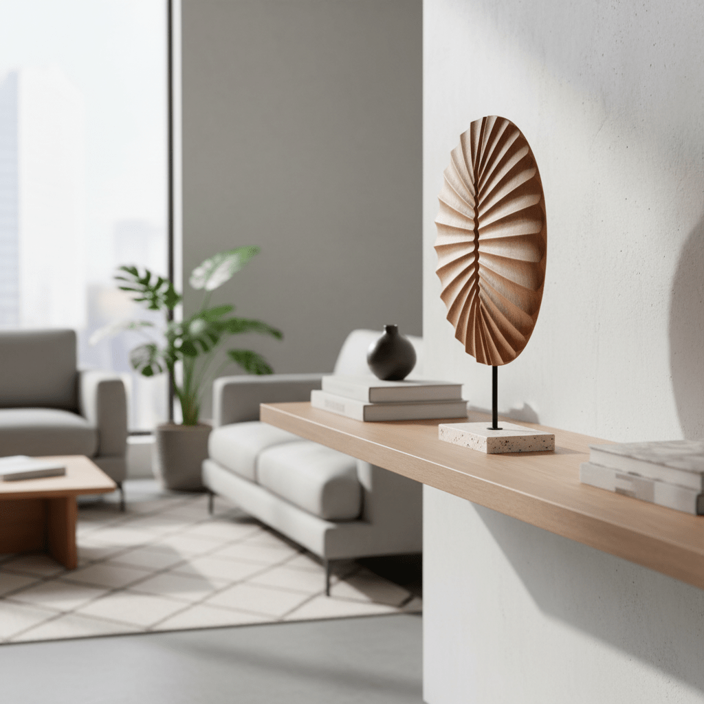 Westo Natural Wood Sculpture With Travertine Base