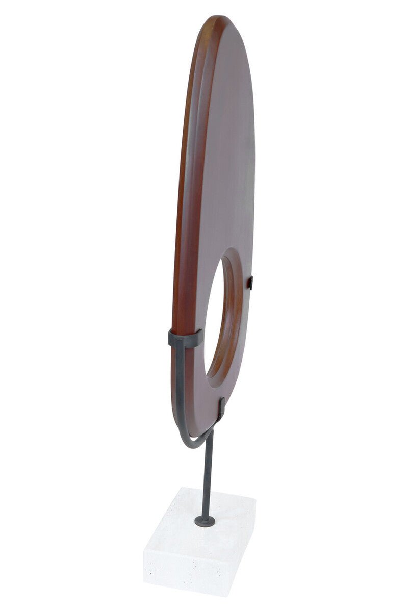 Westo Natural Wood Vertical Sculpture With Travertine Base