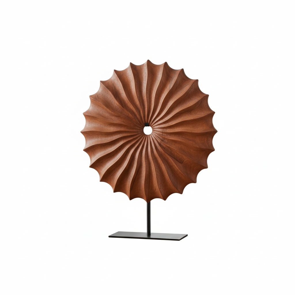 Westo Brown Wood Round Sculpture With Black Base
