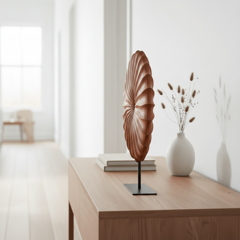 Westo Brown Wood Round Sculpture With Black Base