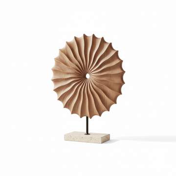 Westo Natural Wood Round Sculpture with Travertine Base