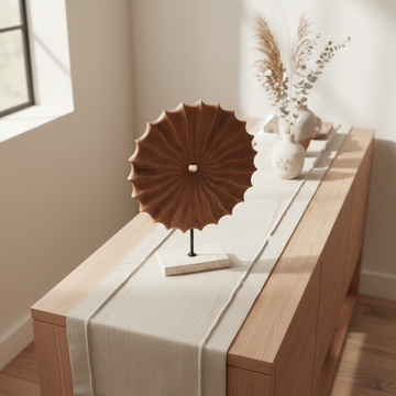Westo Natural Wood Round Sculpture with Travertine Base