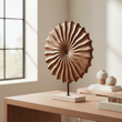 Westo Natural Wood Round Sculpture with Travertine Base