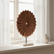 Westo Natural Wood Round Sculpture with Travertine Base