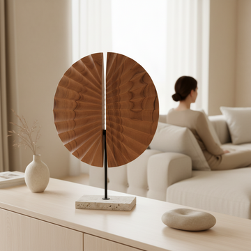Westo Natural Wood Sculpture With Travertine Base