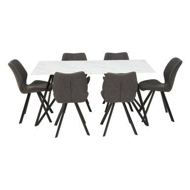 Weston Marble Effect Dining Table With 6 Chairs Set