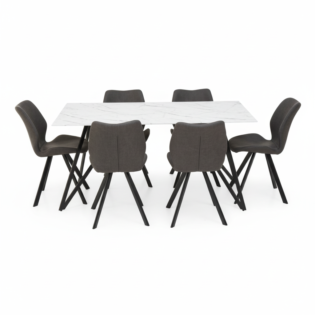 Weston Marble Effect Dining Table With 6 Chairs Set