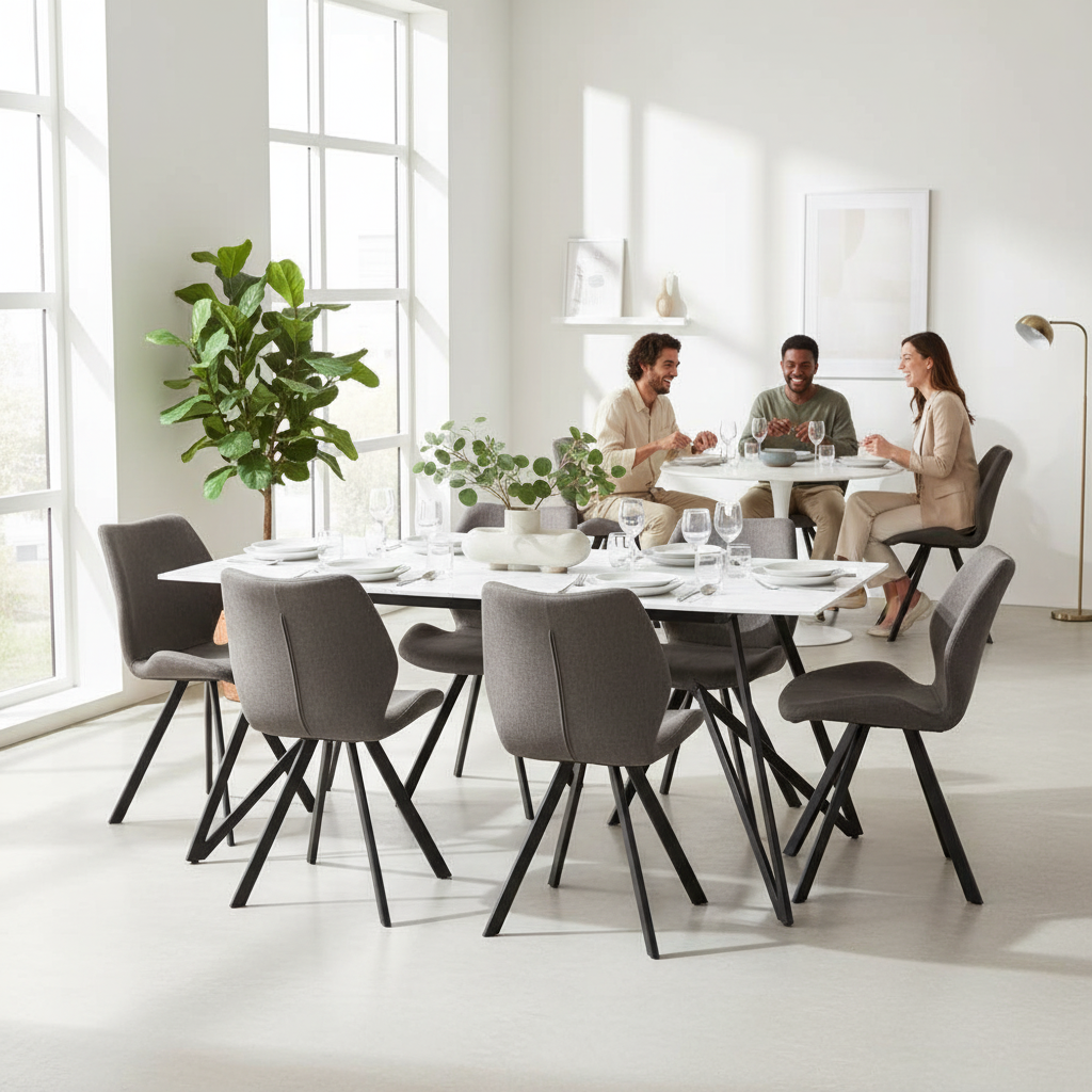 Weston Marble Effect Dining Table With 6 Chairs Set