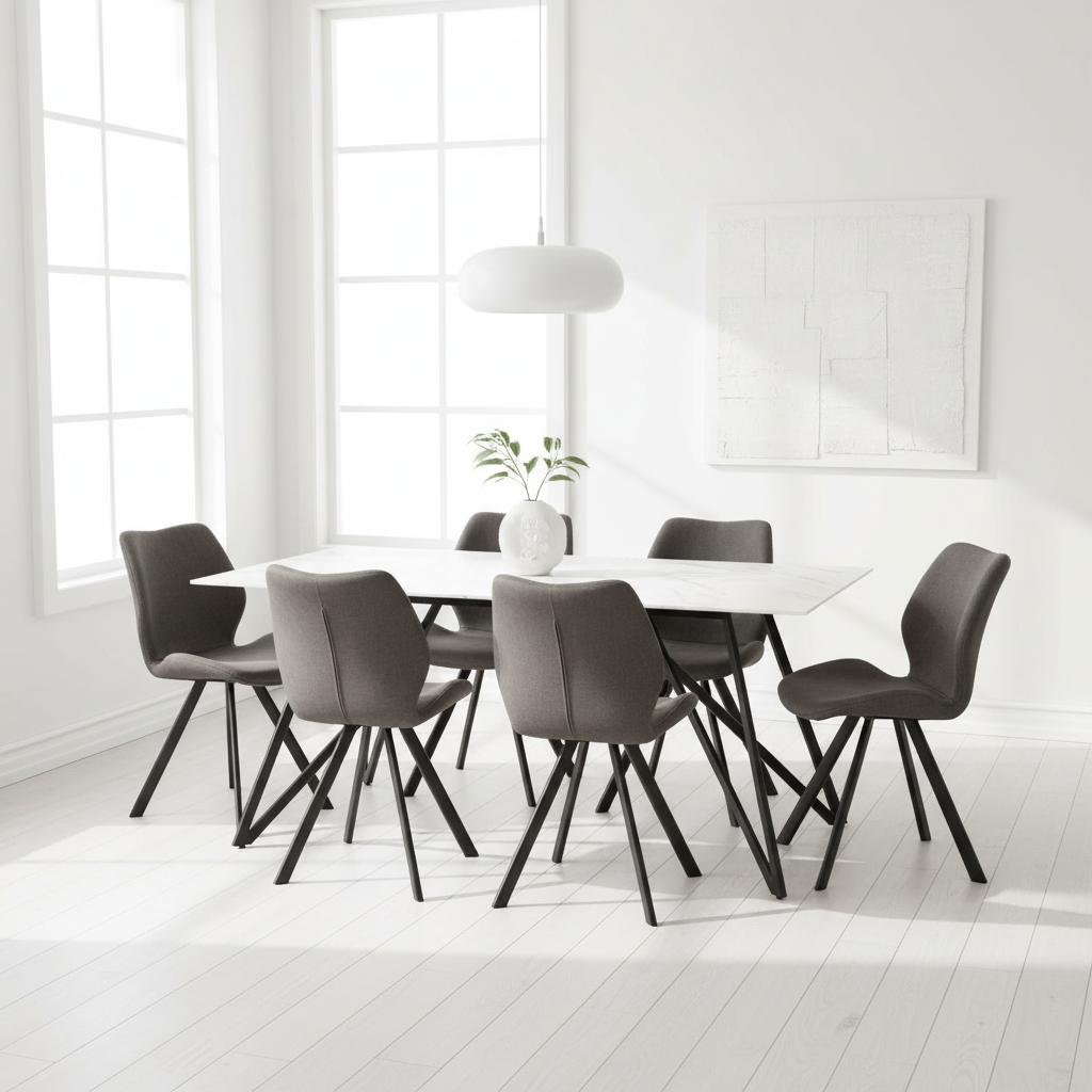 Weston Marble Effect Dining Table With 6 Chairs Set