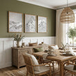 White Wall Art Scandi Mountain Climbers Landscape Art wall art displayed on a wall in a styled room — view 3