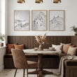 White Wall Art Scandi Mountain Climbers Landscape Art wall art displayed on a wall in a styled room — view 5