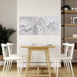 White Wall Art Scandi Mountain Climbers Landscape Art wall art displayed on a wall in a styled room — view 7