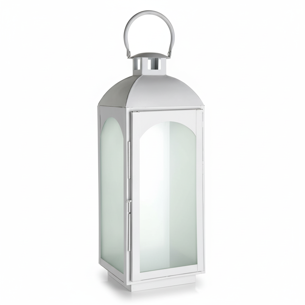 White Wash Large Mild Steel Lantern