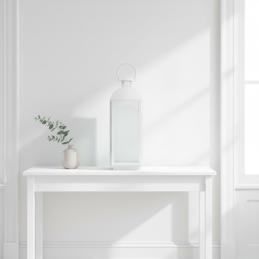 White Wash Large Mild Steel Lantern