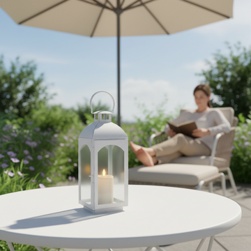 White Wash Small Mild Steel Lantern