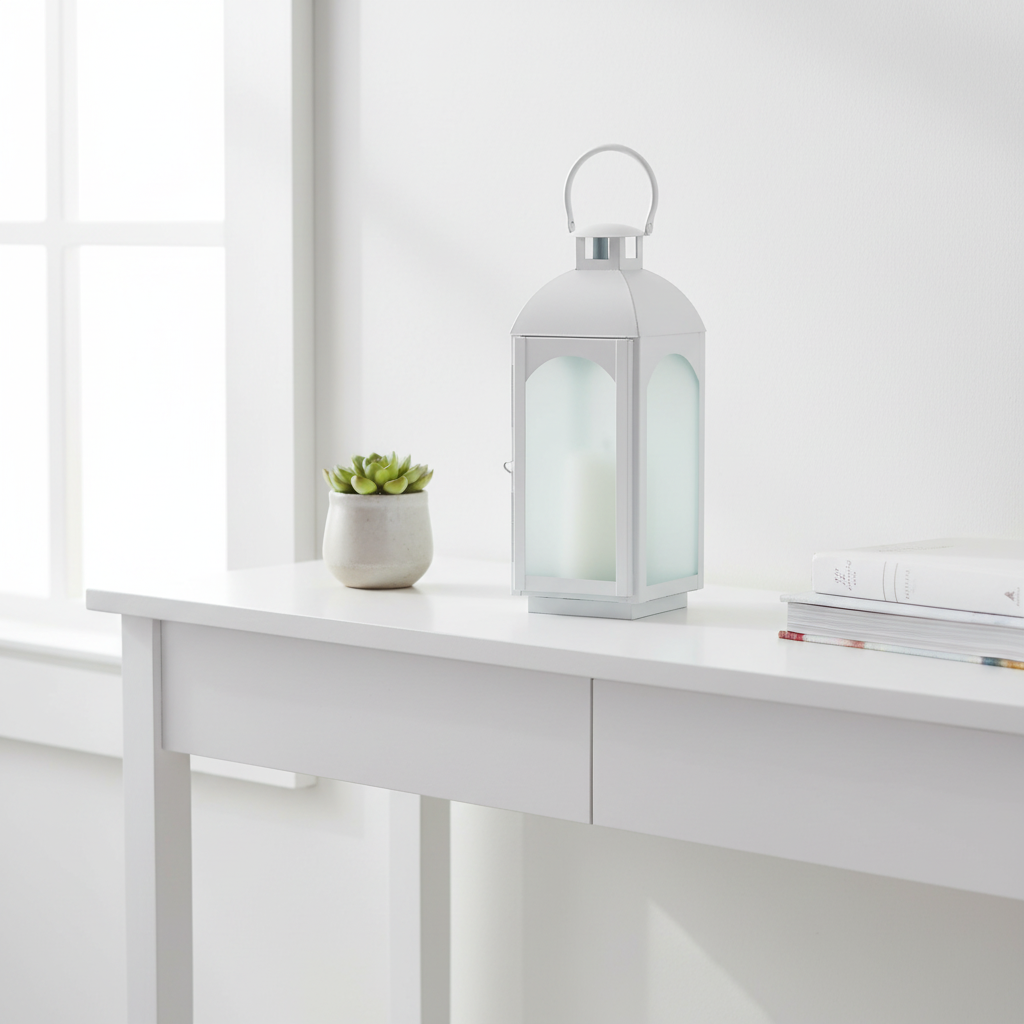 White Wash Small Mild Steel Lantern