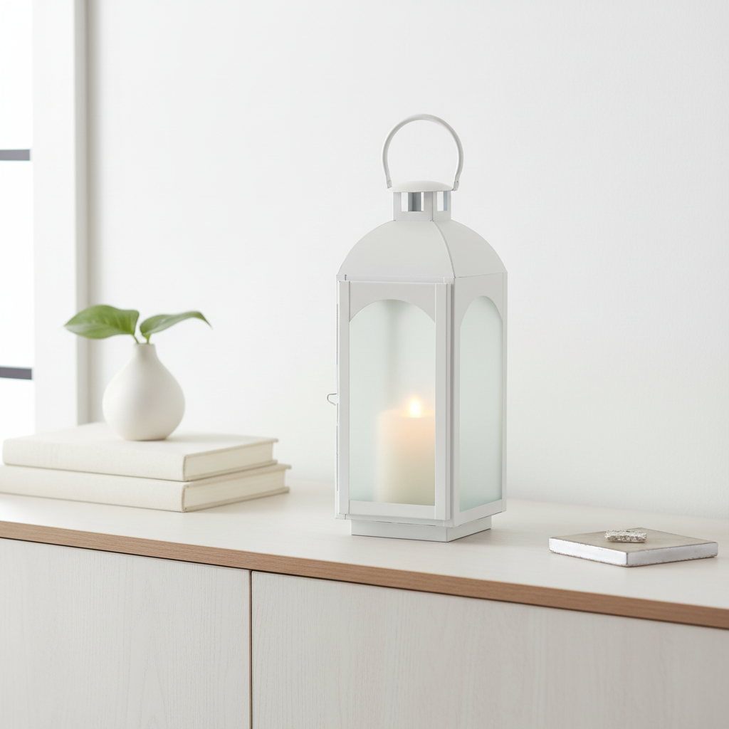 White Wash Small Mild Steel Lantern