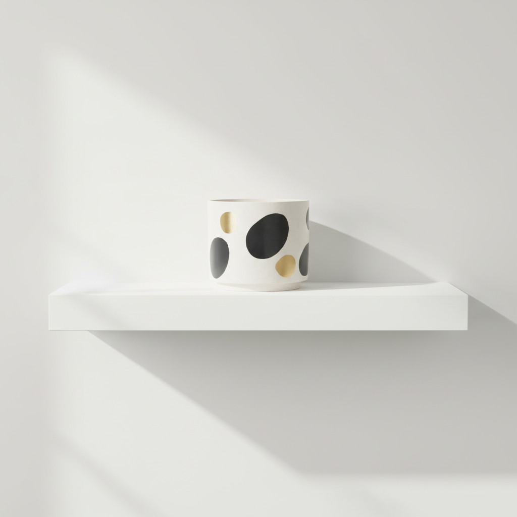 Yuri White And Gold Spotted Planter