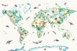 Wildlife World Map Mural Wallpaper For Children