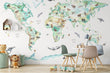Wildlife World Map Mural Wallpaper For Children