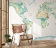 Wildlife World Map Mural Wallpaper For Children