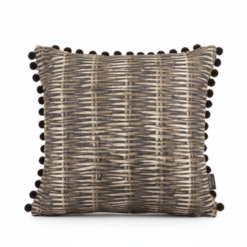 Willow Print Cushion + Velvet Pom Poms