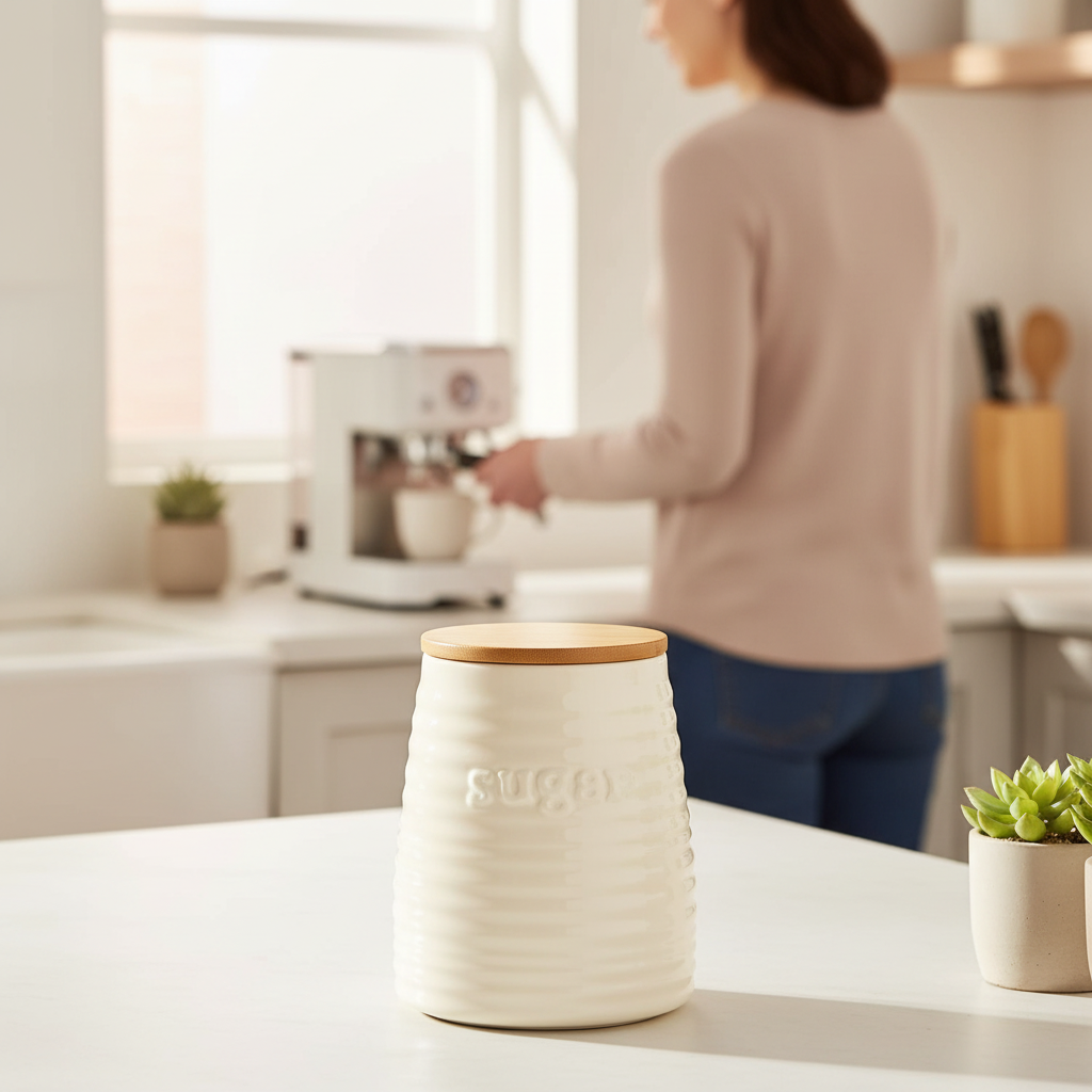 Winnie Cream Dolomite Sugar Canister