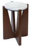 Winton Travertine Top Side Table With Acacia Wood Frame