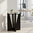 Winton Travertine Top Side Table With Black Acacia Wood Frame