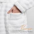 Women's Hydro Ribbed Ultra Soft 100% Cotton Hooded Bath Robes with Pockets and Belt Luxury Terry Towelling Loungewear Sleepwear in White and Grey