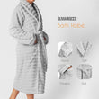 Women's Hydro Ribbed Ultra Soft 100% Cotton Hooded Bath Robes with Pockets and Belt Luxury Terry Towelling Loungewear Sleepwear in White and Grey