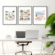 Work Office Wall Art Mediterranean Coastal Café Scenes 
