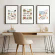 Work Office Wall Art Mediterranean Coastal Café Scenes 