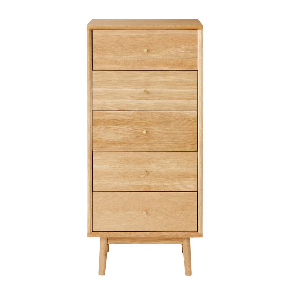 Wright Oak Tallboy Chest of 5 Drawers