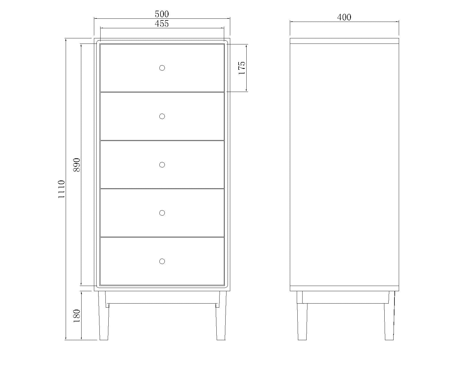Wright Walnut Tallboy Chest of 5 Drawers