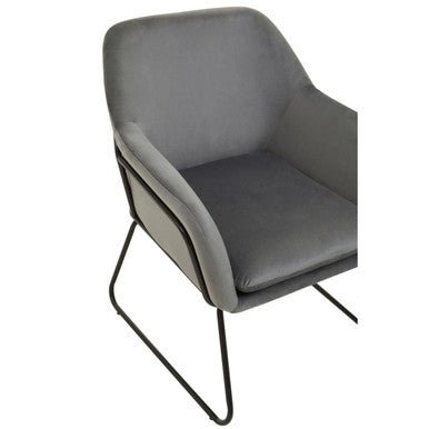 Xander Grey Velvet And Black Frame Armchair