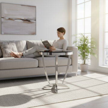 Yasmin Black Tempered Glass Side Table