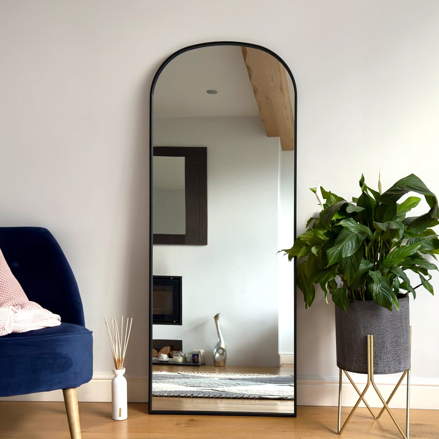 Yoko - Black Metal Gentle Arch Mirror - 150cm x 60cm