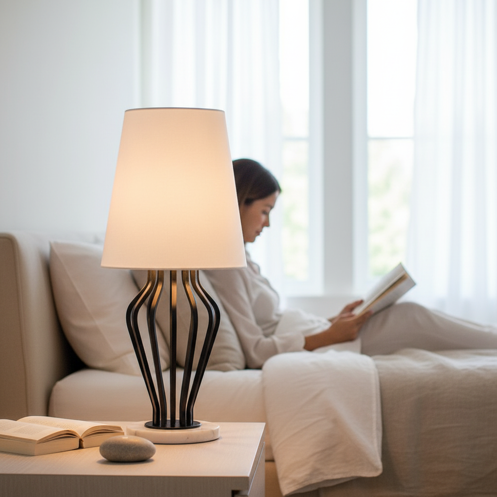 Zada Black And White Table Lamp