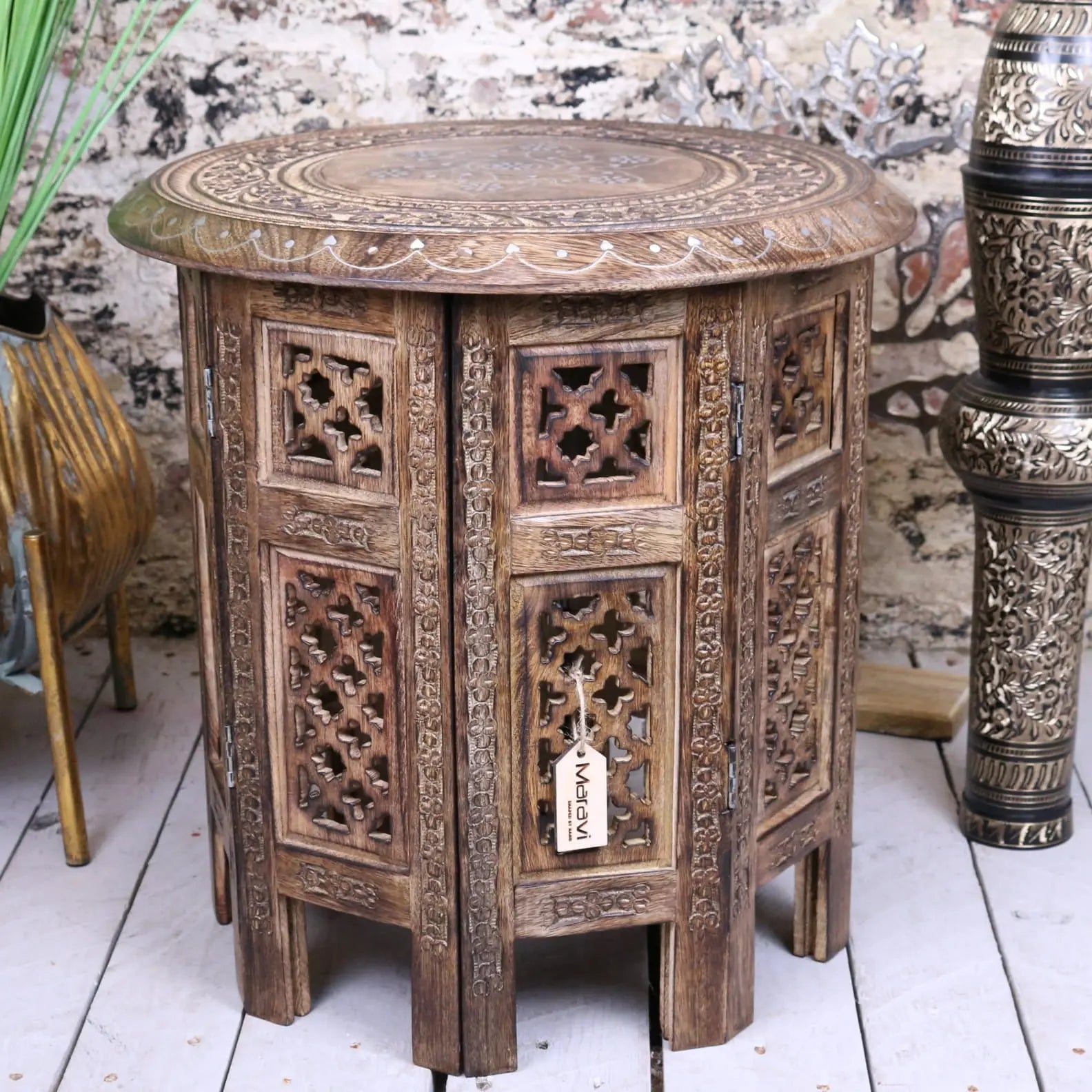 Zanskar Small Hand Carved Side Table