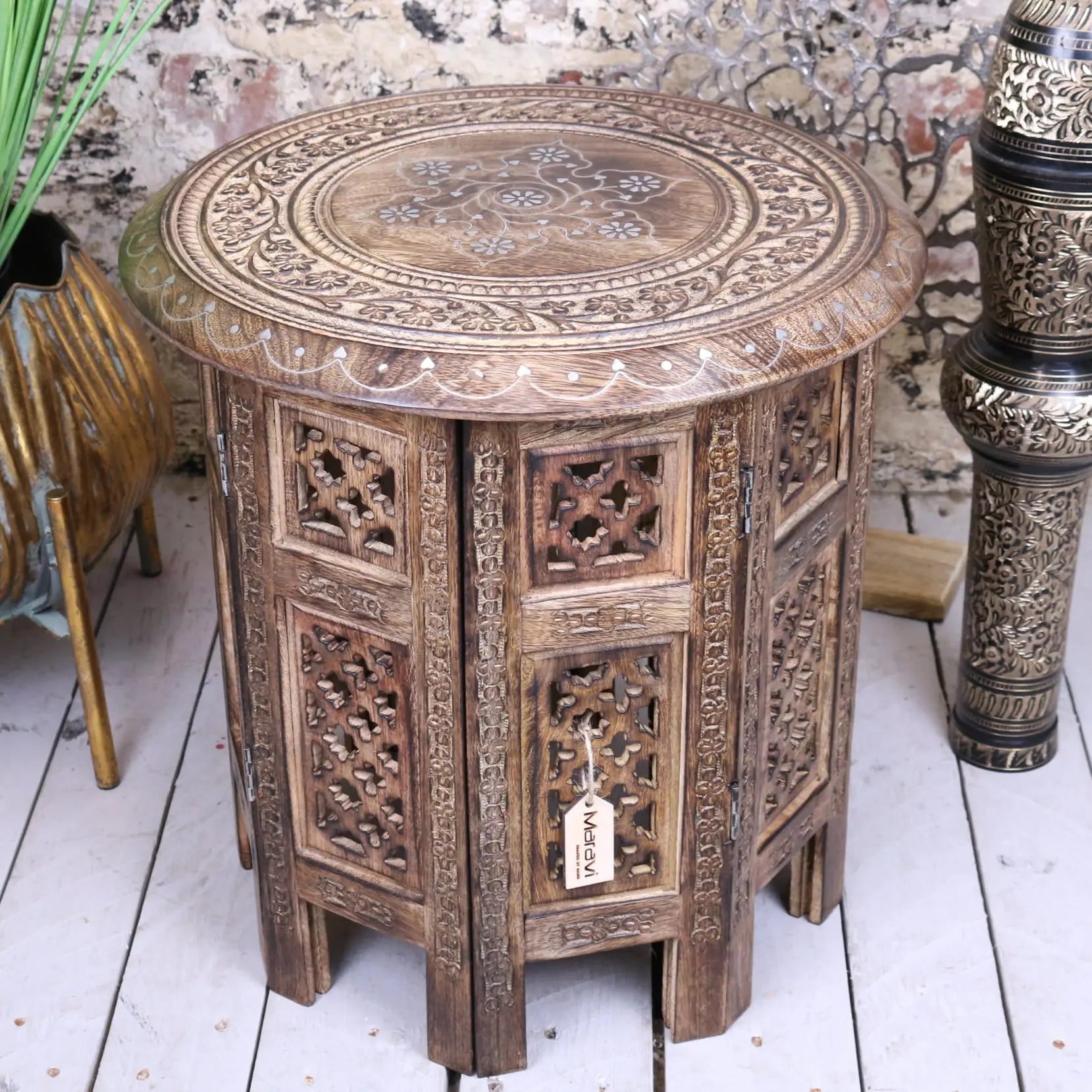 Zanskar Small Hand Carved Side Table