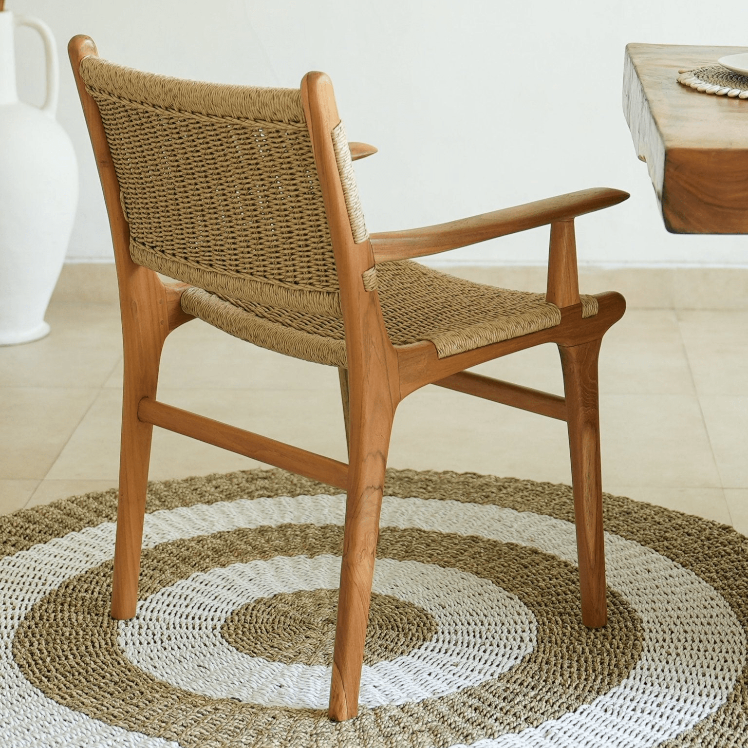 Zara Rattan Dining Chair with Armrest