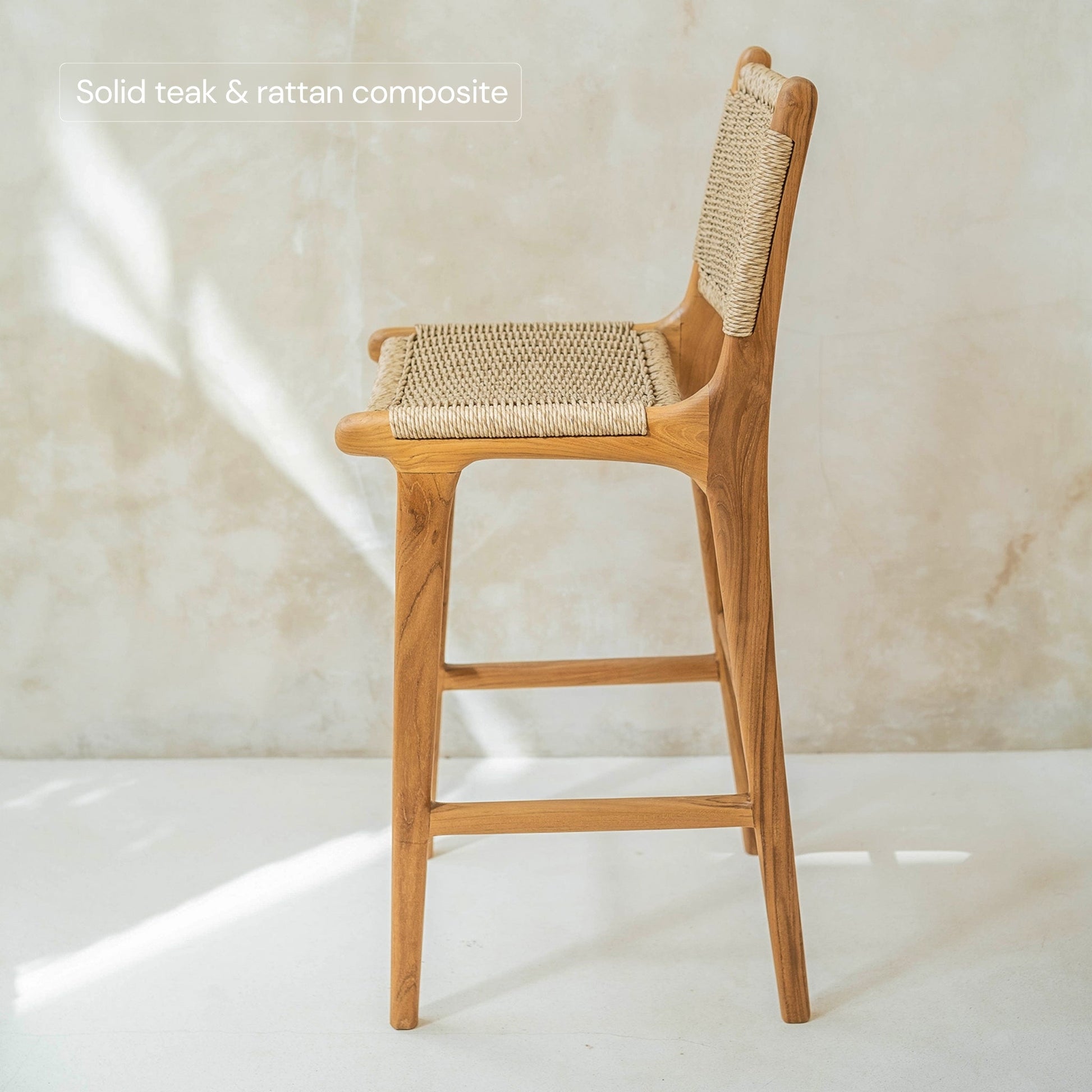 Zara Teak & Rattan Bar Stool