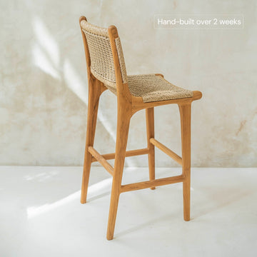 Zara Teak & Rattan Bar Stool