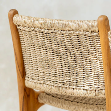 Zara Teak & Rattan Bar Stool With Armrest